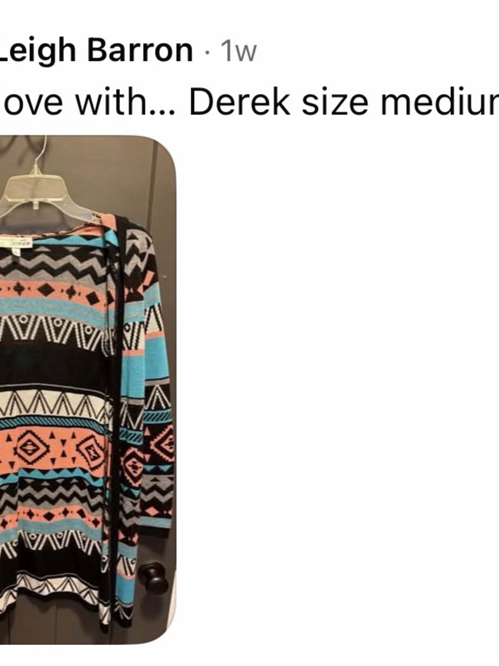 Black Aztec Print Sweater with Coral & Turquoise Accents - Women